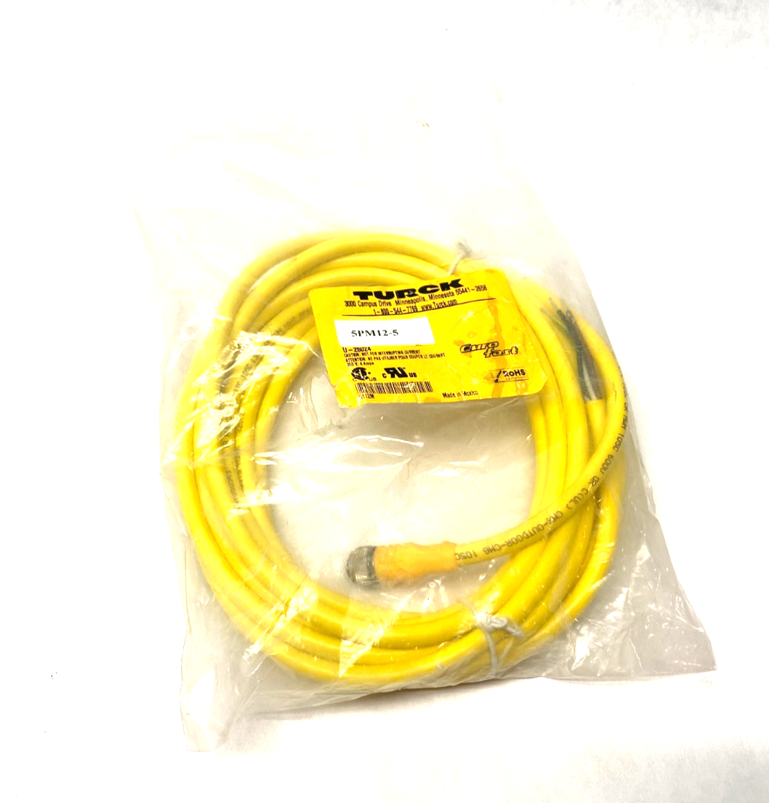 Turck RKC 4.5T-5/CS10288 Eurofast Single Ended Cordset 5-Pin M12, U-26024 - Maverick Industrial Sales
