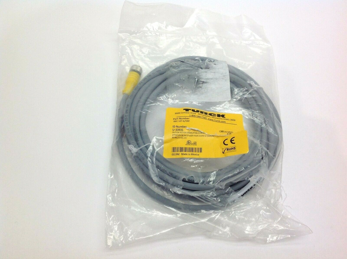 RKC 12T-6/S90 | Turck Molded Cordset Eurofast U-33931 12 Pin Female To Free End - New – Open box - Maverick Industrial Sales