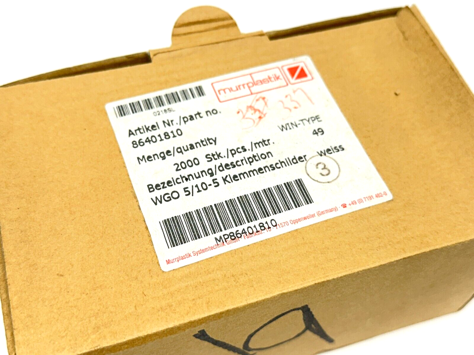 Murrplastik 86401810 Labeling Type WGO 5/10-5 WIN-Type 49 LOT OF 1936 - Maverick Industrial Sales