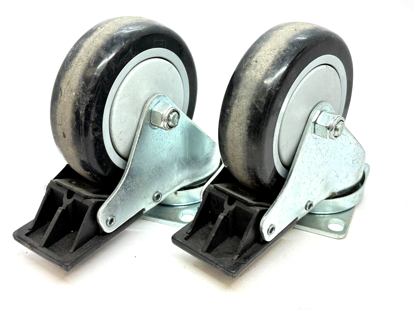 4" SC | Superior Casters 4" S.C. Swivel Locking Caster Wheels LOT OF 2 - Used - Maverick Industrial Sales