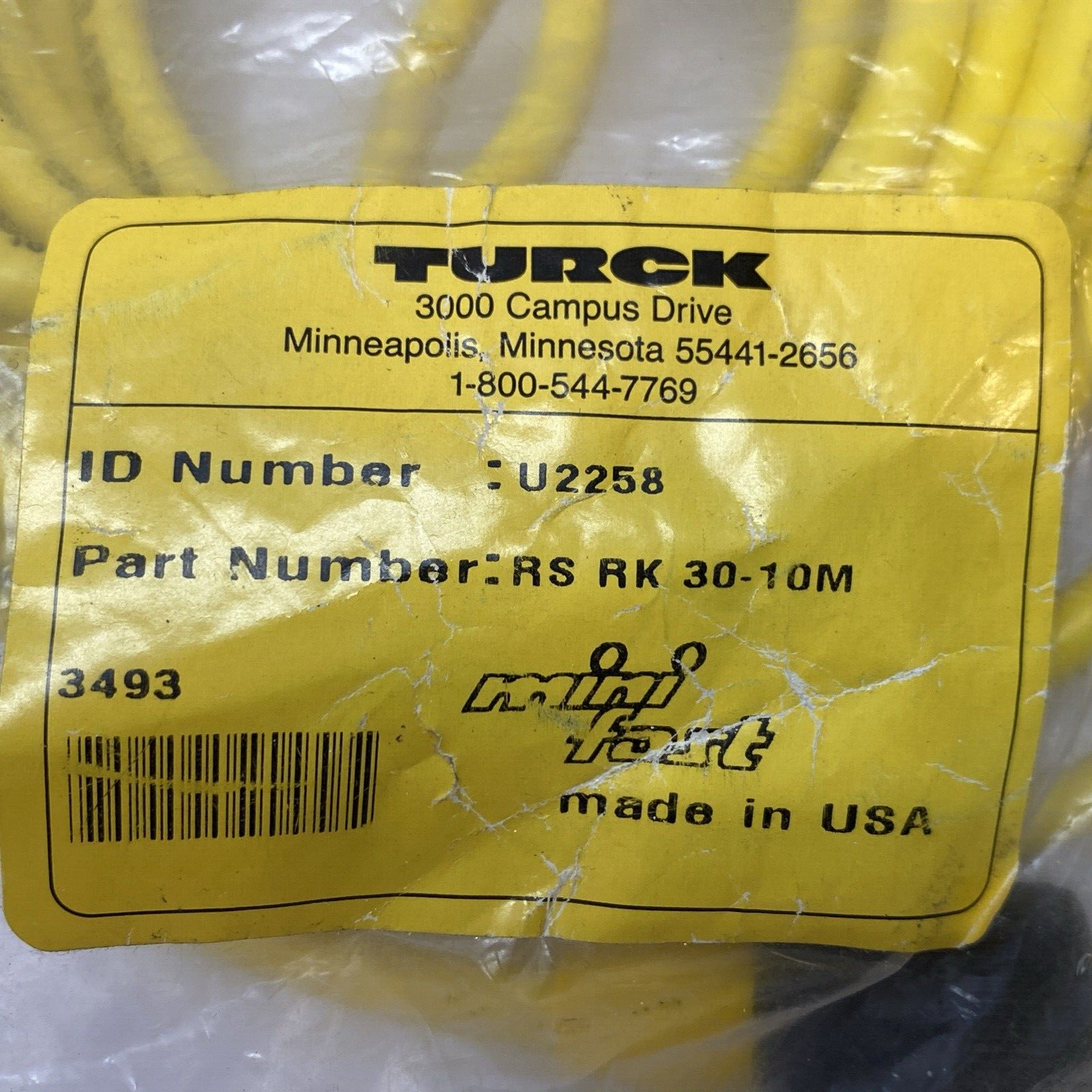Turck RS RK 30-10M Minifast Cordset 3-Pin 7/8-16 U2258 - Maverick Industrial Sales