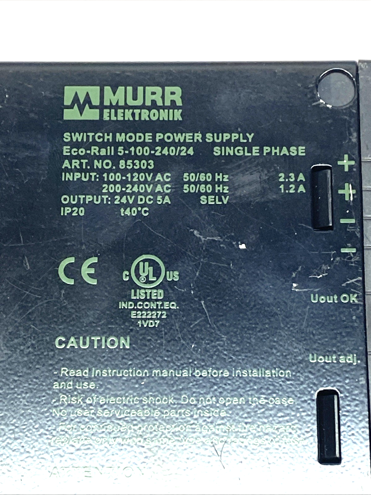 85303 | Murr Elektronik Eco-Rail Power Supply 24VDC 5A - For parts or not working - Maverick Industrial Sales