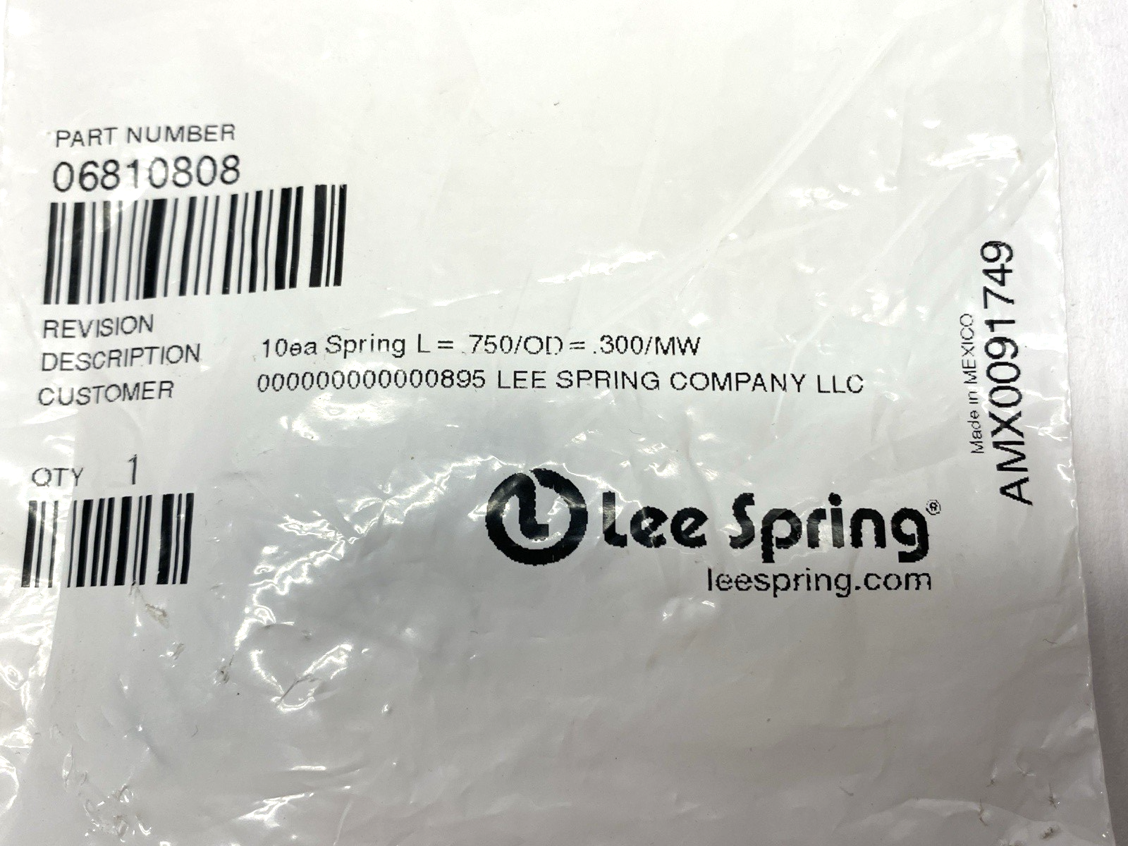 06811160 | Lee Spring 06810808 Spring .75" Long .300" OD/MW LOT OF 50 - New - Maverick Industrial Sales
