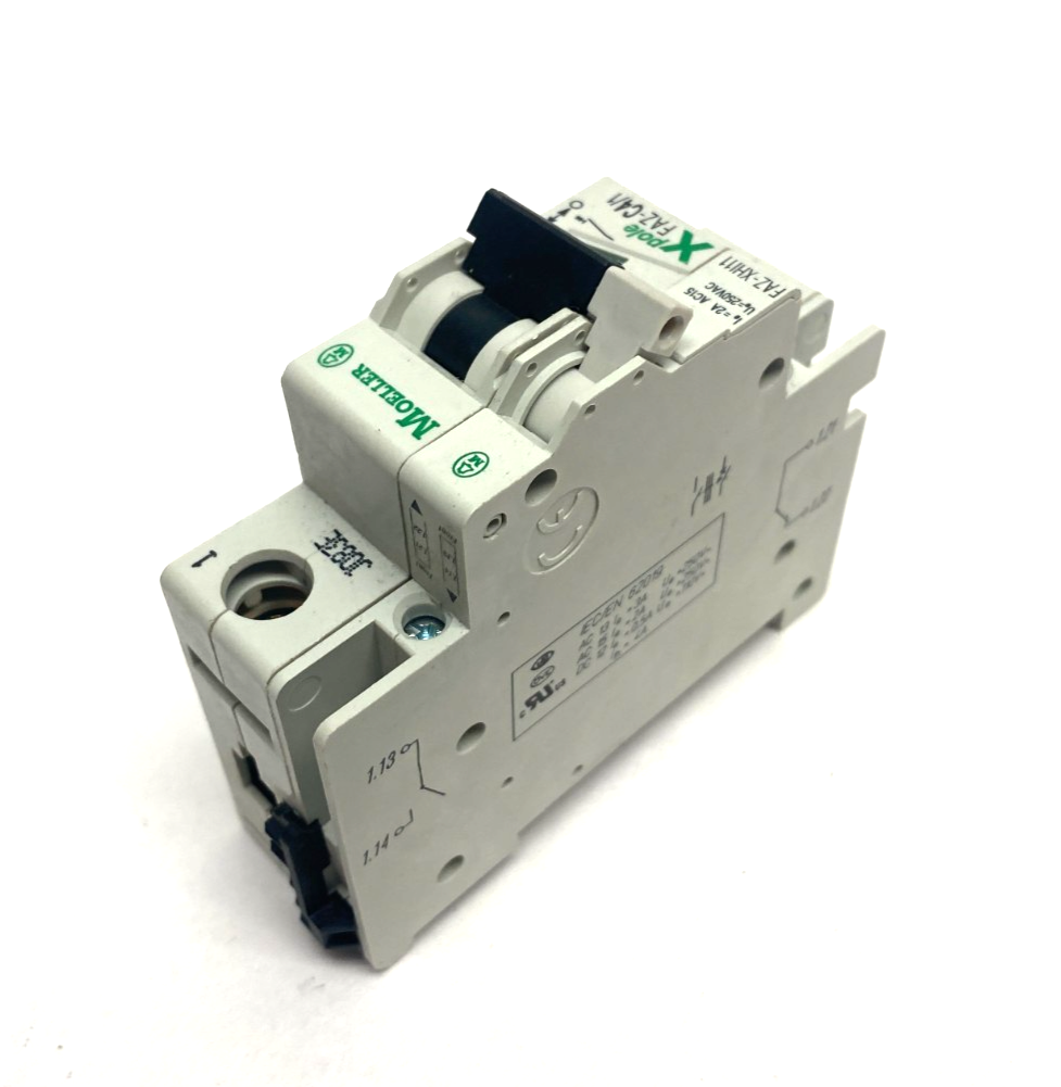 278553 | Eaton Moeller Circuit Breaker FAZ-C4/1 Xpole/xEffect w/ FAZ-XHI11 - Used - Maverick Industrial Sales