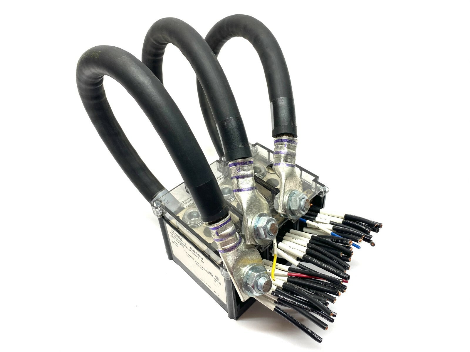 66493 | Ferraz Shawmut Distribution Block 3-Pole 600V w/ Cables - Used - Maverick Industrial Sales