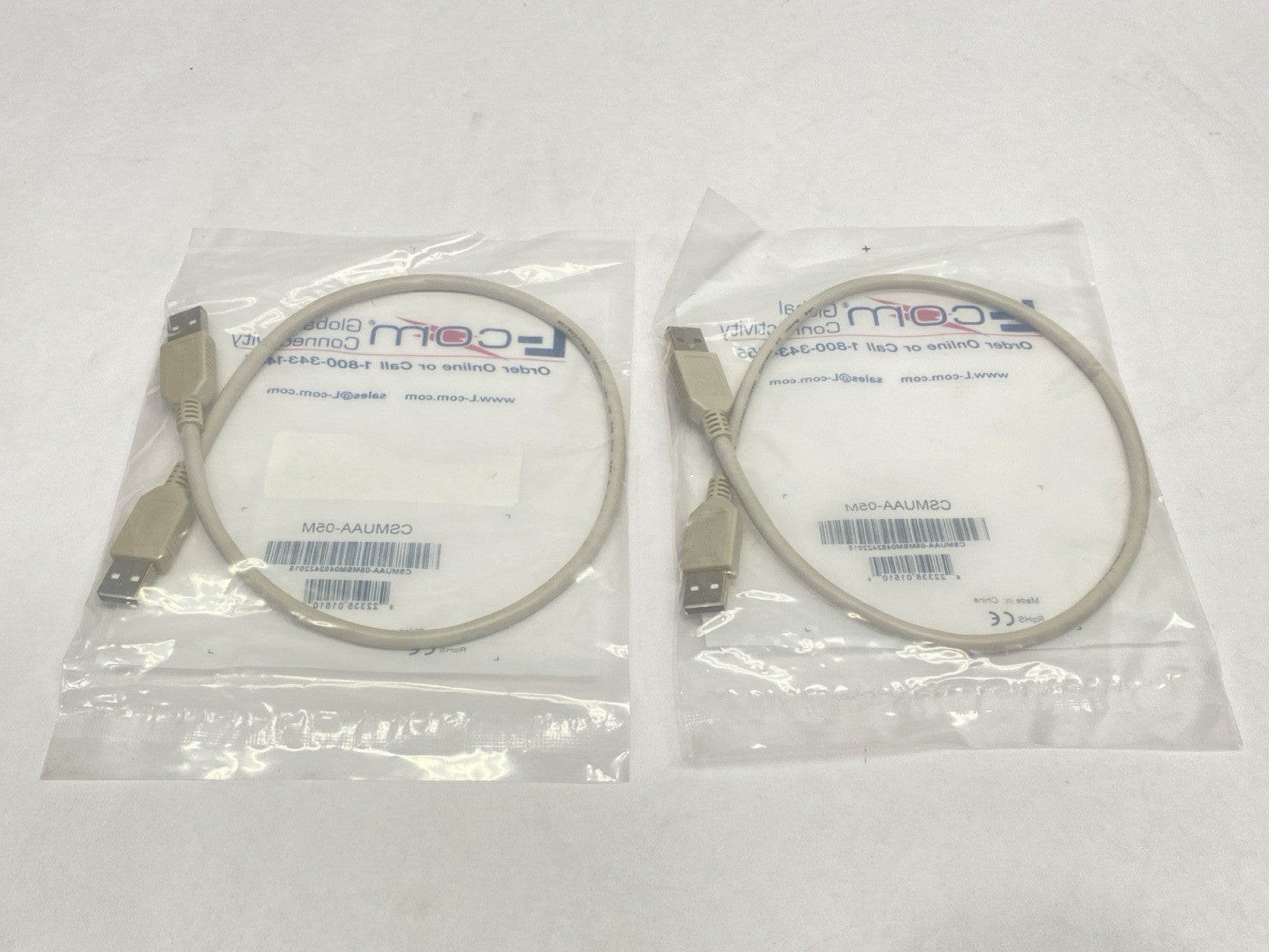 CSMUAA-05M | L-Com USB Cable USB A - USB A 0.5m LOT OF 2 - New - Maverick Industrial Sales