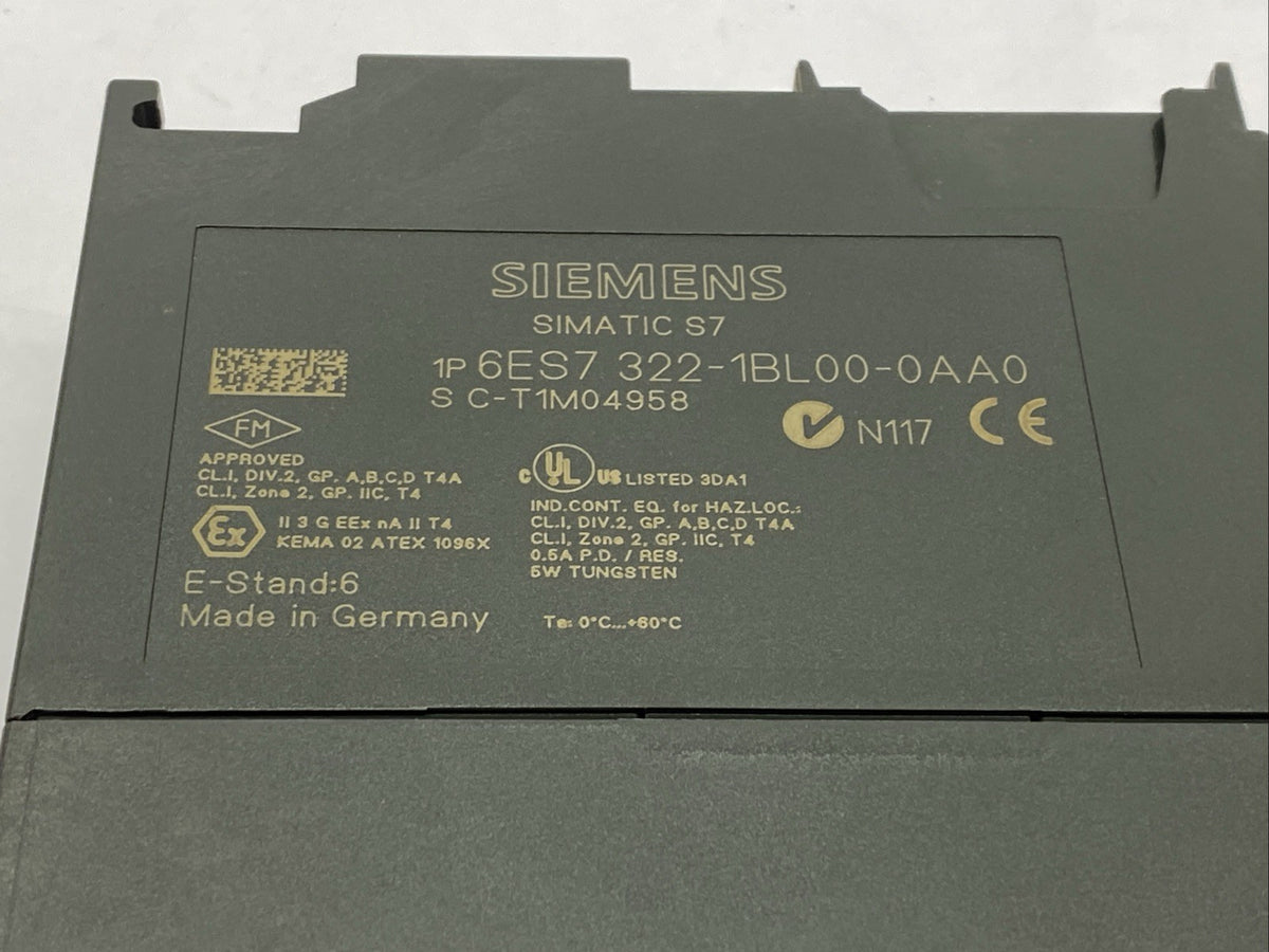 6ES7322-1BL00-0AA0 | Siemens Simatic S7 Digital Output Module SM322 NO COVER - Used - Maverick Industrial Sales