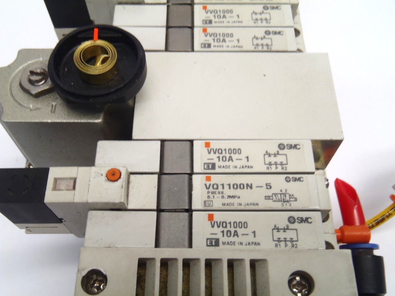 SMC Manifold w/ 6) VVQ1000-10A-1 1) VQ1300N-5 1) VQ1100N-5 1) ARM2000 Regulator - Maverick Industrial Sales