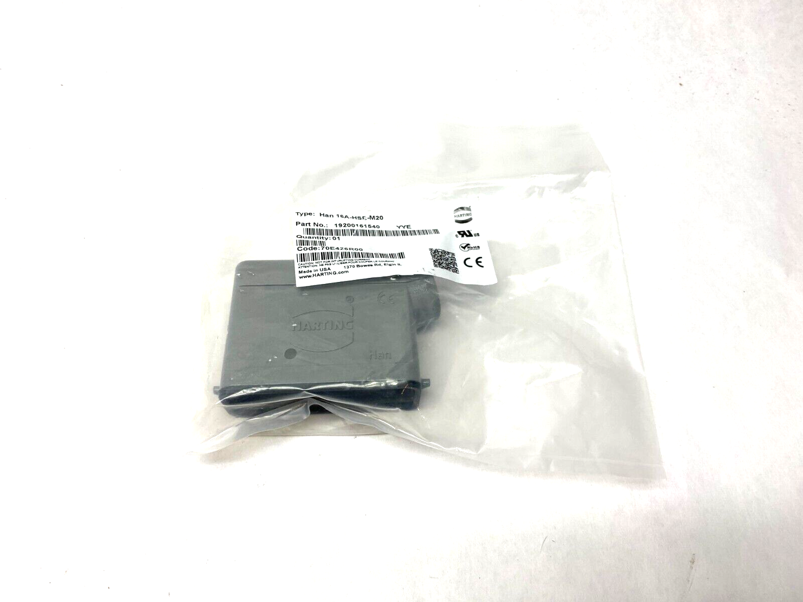 Harting 19200161540 Side Entry Heavy Duty Connector Hood, Han 16A-GS-M20 - Maverick Industrial Sales