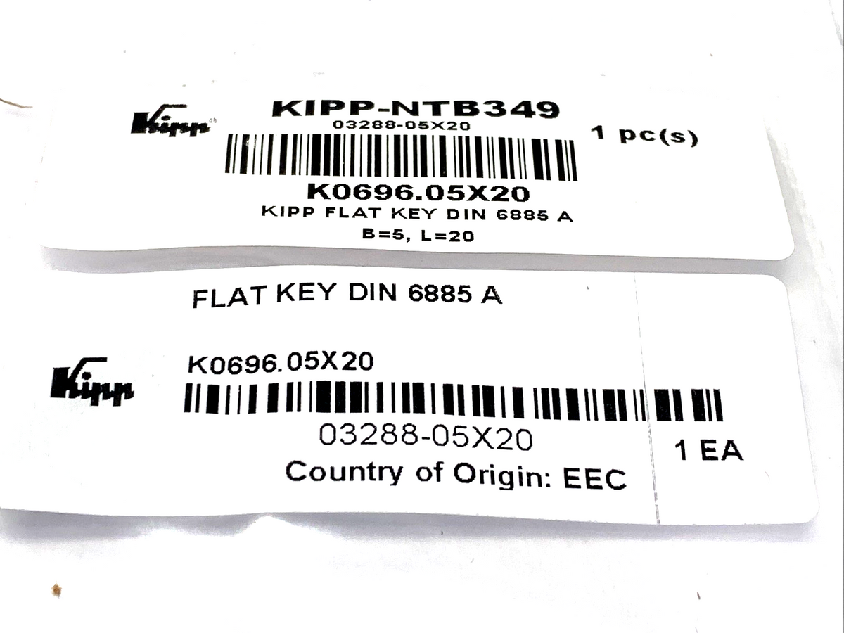 Kipp K0696.05X20 Shaft Key 5x20mm DIN 6885 A 03288-05X20 KIPP-NTB349 LOT OF 40 - Maverick Industrial Sales