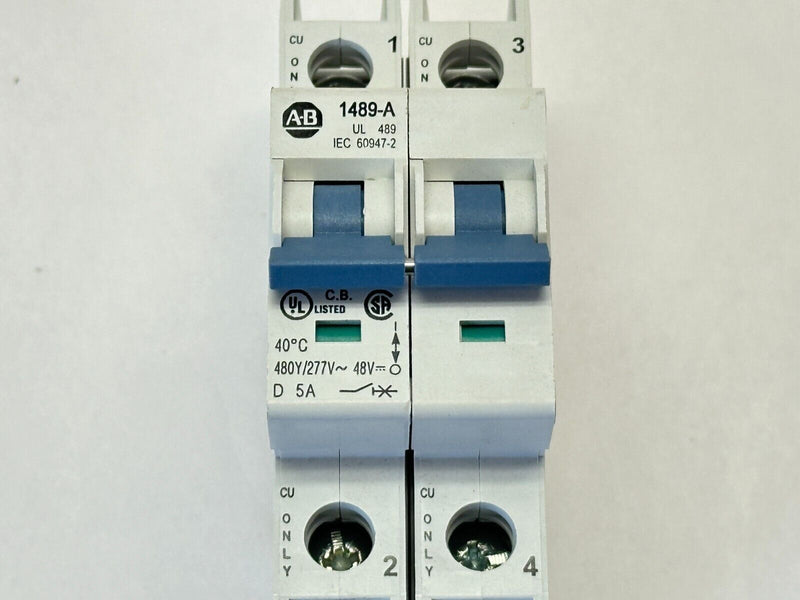 Allen Bradley 1489-A2D050 Ser. A Miniature Circuit Breaker 2-Pole 5A 480Y/277VAC - Maverick Industrial Sales