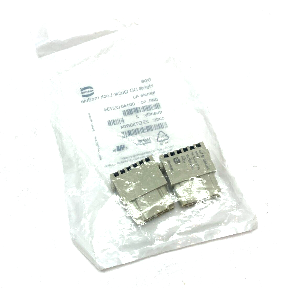 Harting 09140122734 Han DD Quick-Lock Module Female Au PKG OF 2 - Maverick Industrial Sales