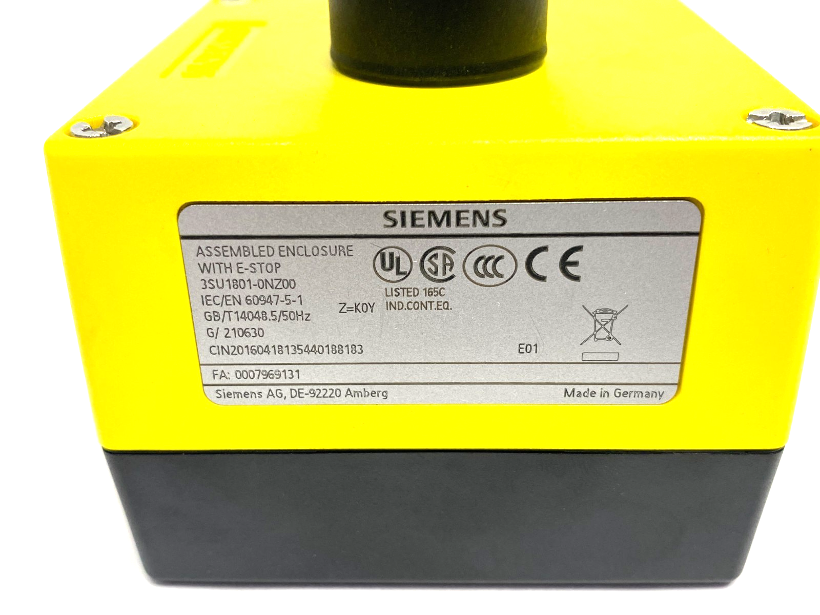Siemens 3SU1801-0NZ00 K0Y SIRIUS ACT Plastic Emergency Stop Housing Enclosure - Maverick Industrial Sales