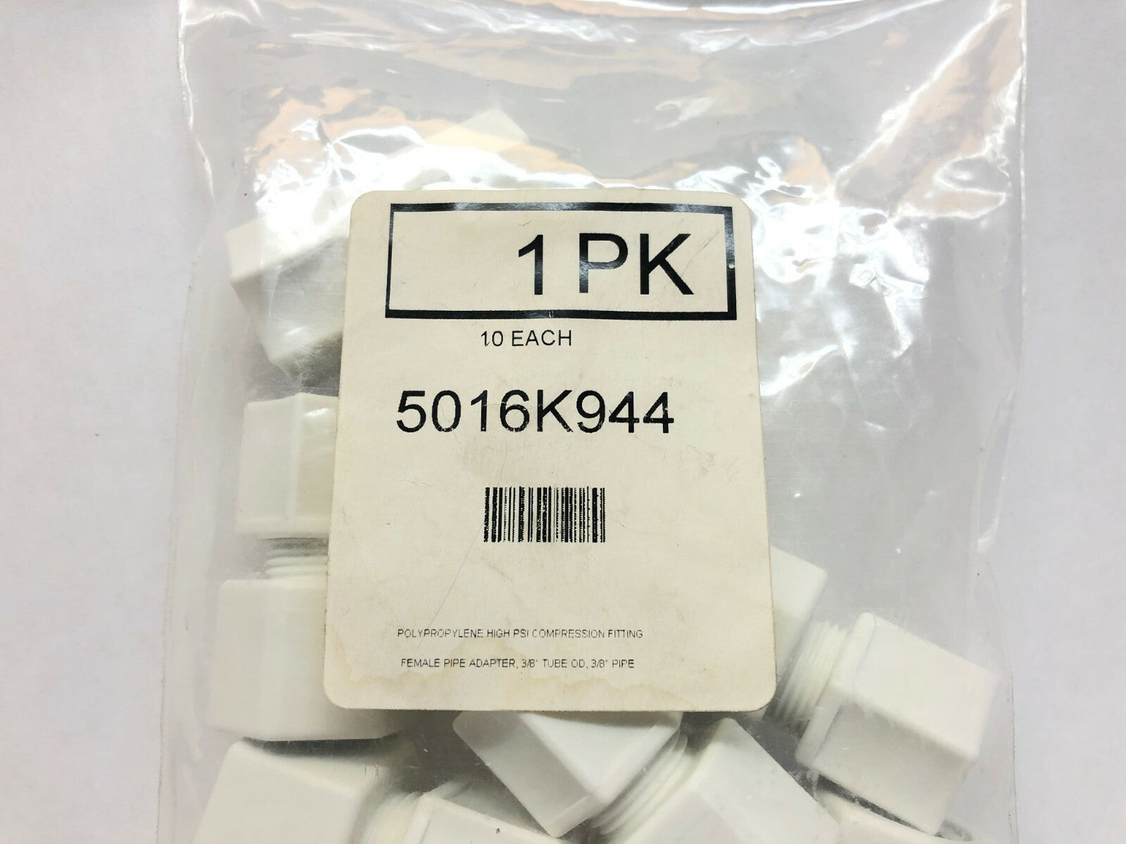 Jaco 5016K944 3/8" Polypropylene Compression Female Pipe Adapter LOT OF 10 - Maverick Industrial Sales