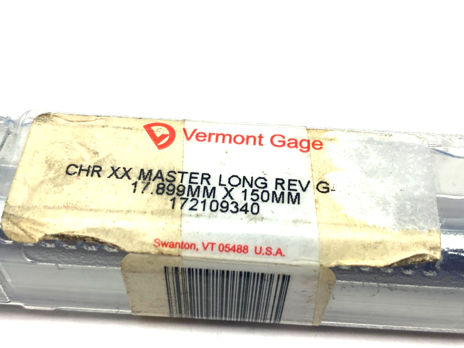 Vermont Gage 172109340 CHR XX Reversible Long Master Gage 17.899mm x 150.00mm - Maverick Industrial Sales