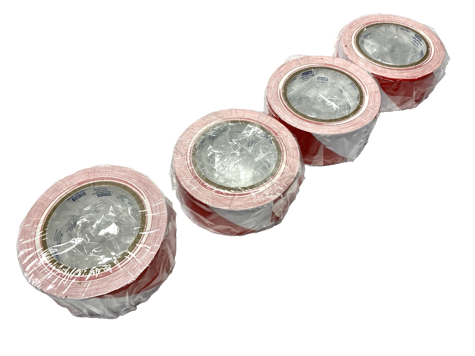 Uline S-16873 Industrial Vinyl Safety Tape Red/White 2" x 36 yds LOT OF 4 - Maverick Industrial Sales