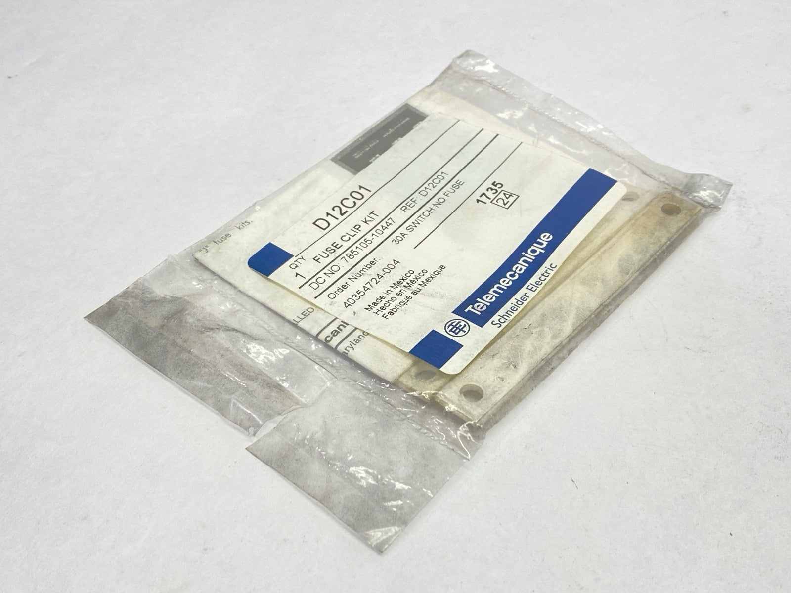 Telemecanique D12C01 Fuse Clip Kit 30A NO SCREWS LOT OF 3 - Maverick Industrial Sales