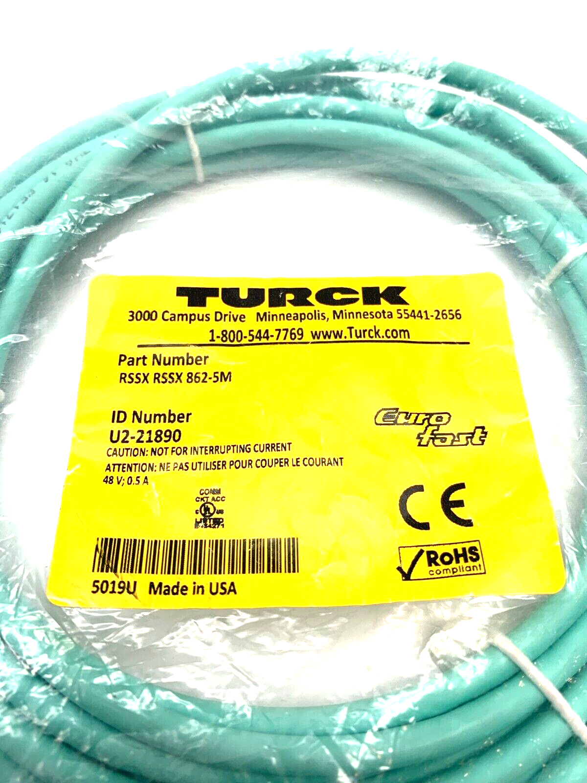 Turck RSSX RSSX 862-5M Euro fast Cordset U2-21890 - Maverick Industrial Sales