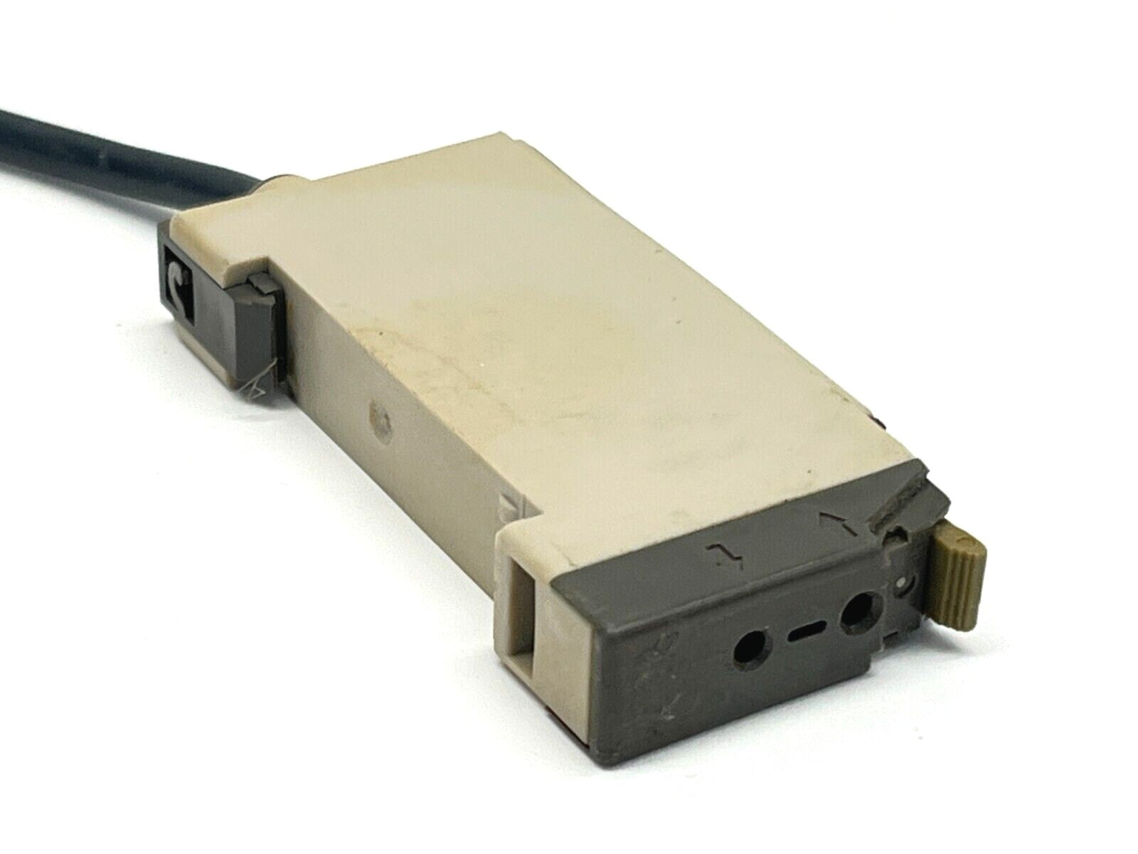 Omron E3X-NT11 Photoelectric Sensor w/ AMP 206429-1 Plug and Clamp NO COVER - Maverick Industrial Sales