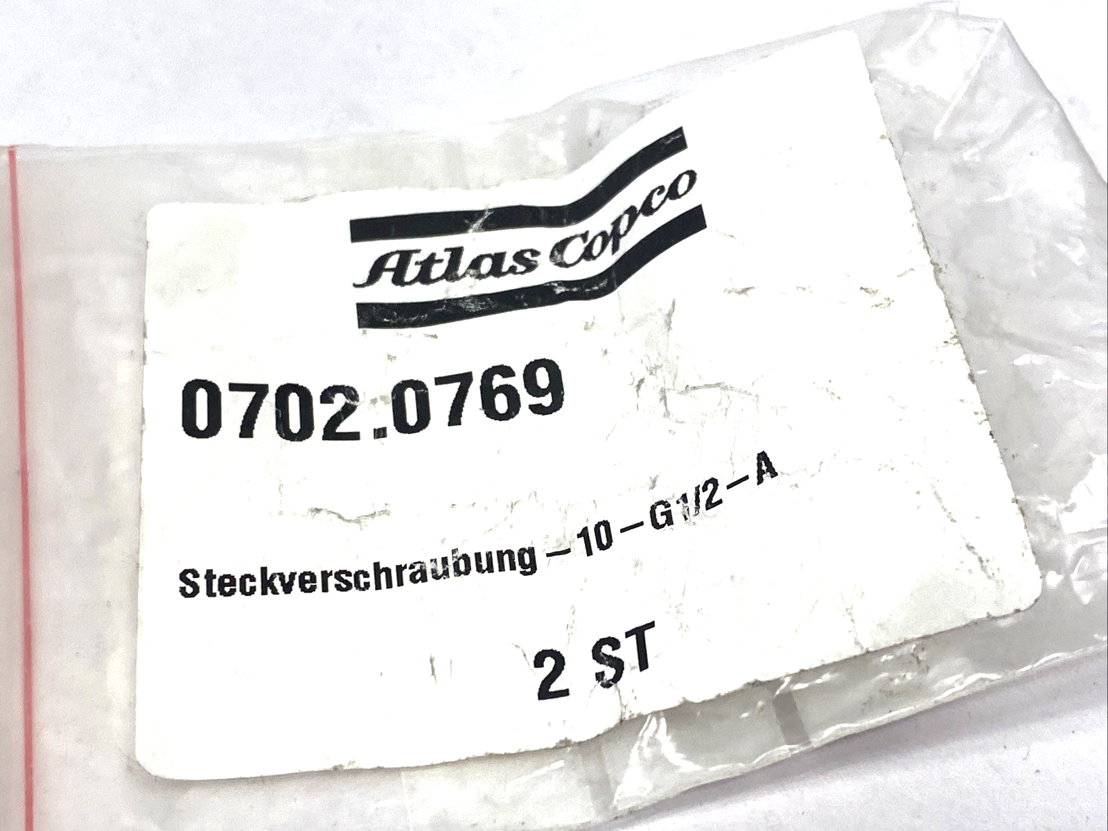Atlas Copco 702.0769 Push-in Fitting 1/2" 10-G1/2-A 0702.0769 2-PACK - Maverick Industrial Sales