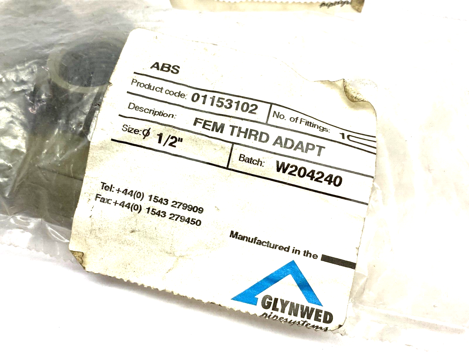 ABS Durapipe 01153102 Threaded Female Adapter Fitting 1/2" Class D PKG OF 6 - Maverick Industrial Sales
