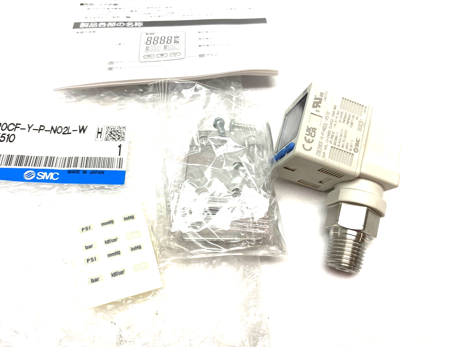 SMC ZSE20CF-Y-P-N02L-WA3-X510 High Precision Digital Pressure Switch 3-Screen - Maverick Industrial Sales