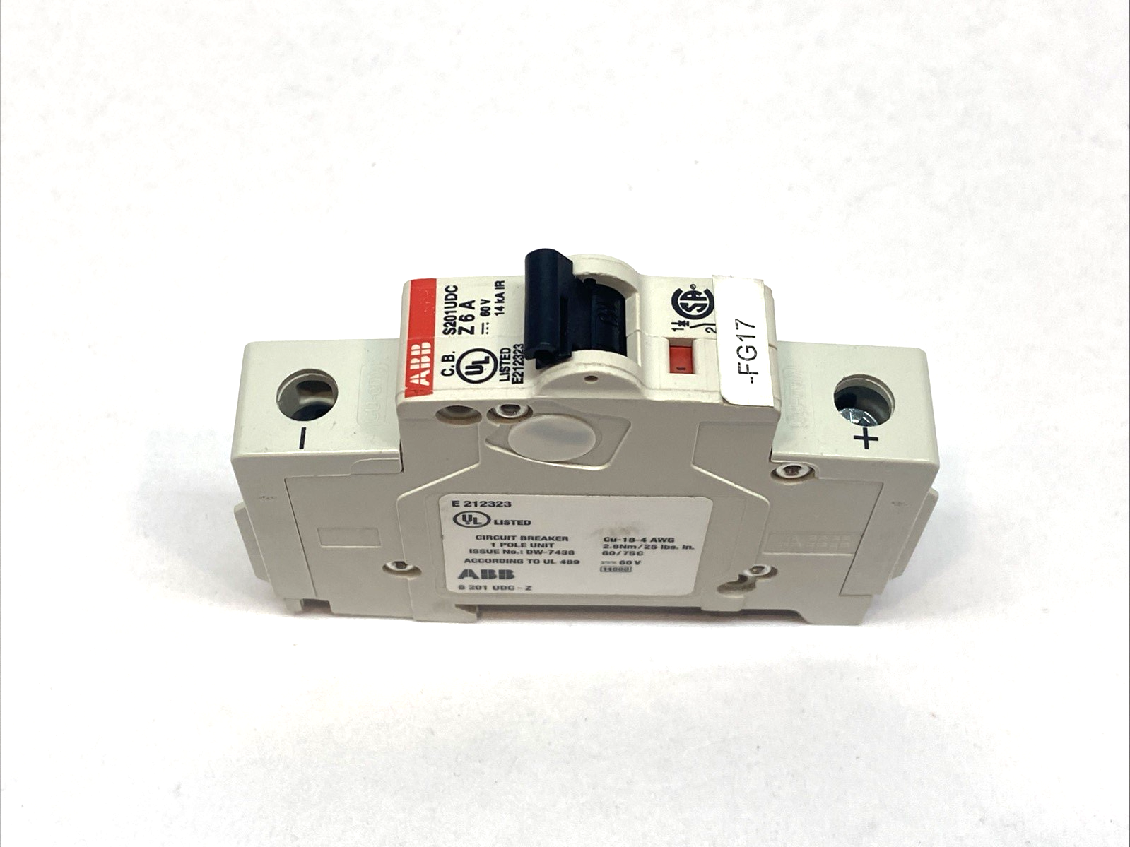 ABB S201UDC-Z6A Miniature Circuit Breaker 1P 6A 60VDC - Maverick Industrial Sales