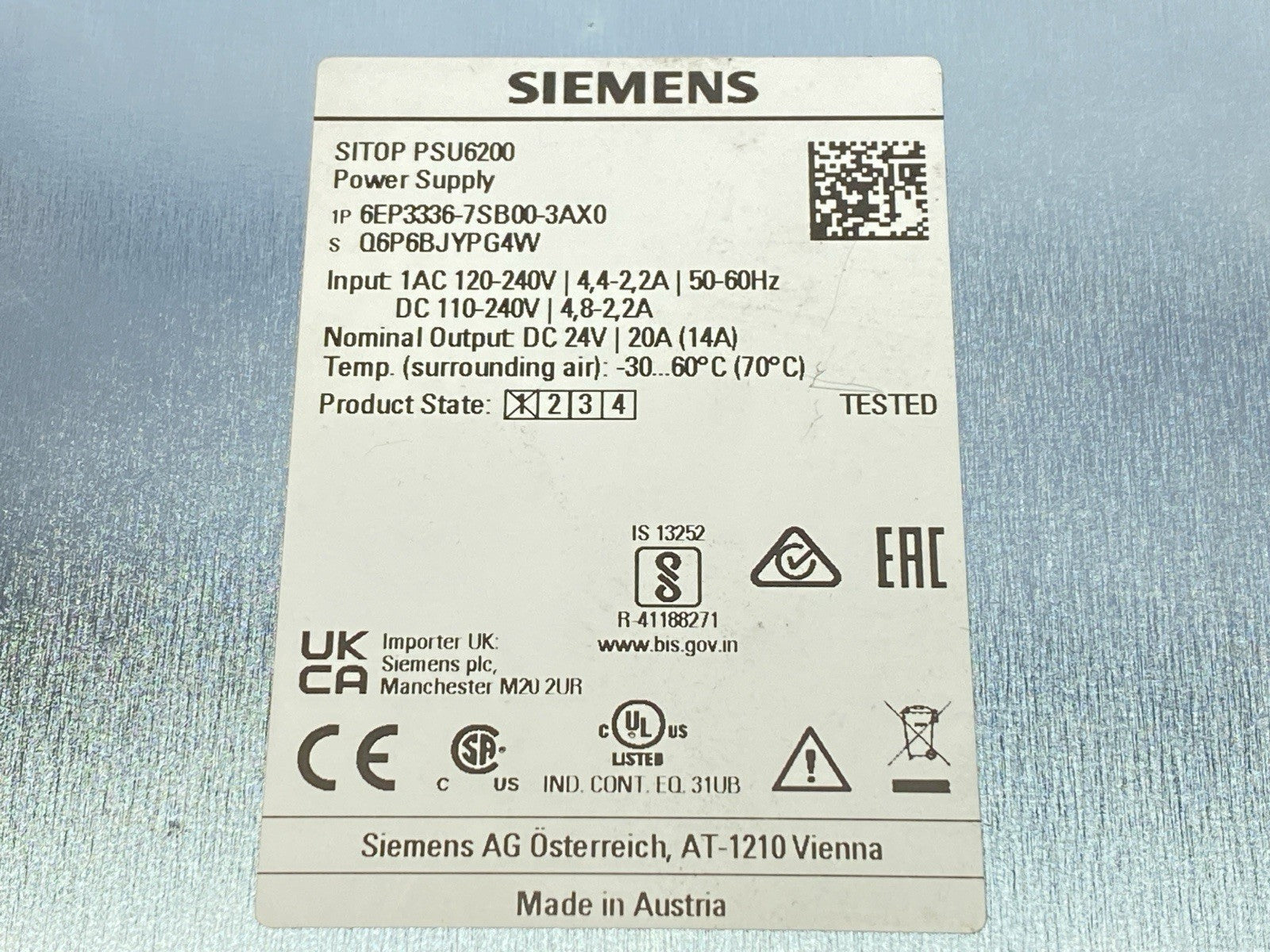 Siemens 6EP3336-7SB00-3AX0 SITOP PSU6200 Stabilized Power Supply 24V/ 10A - Maverick Industrial Sales
