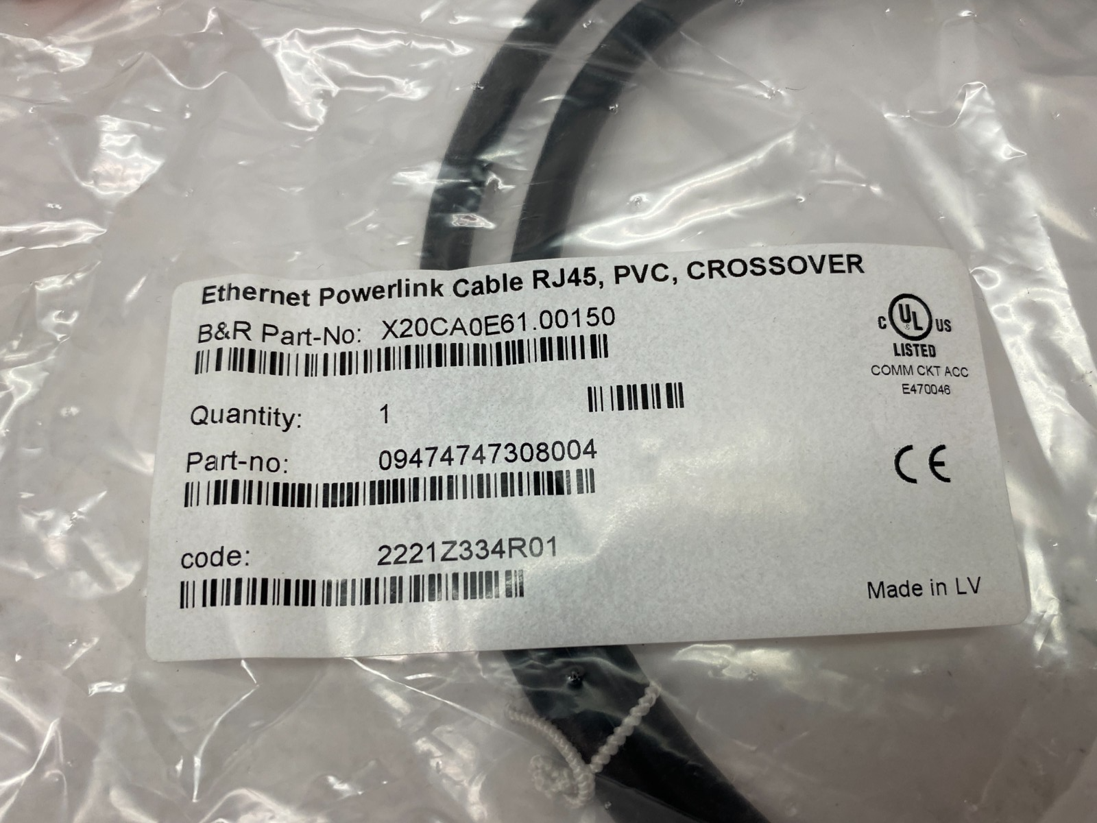 X20CA0E61.00150 | B&R Automation Ethernet POWERLINK Crossover Cable 2x RJ45 - New - Maverick Industrial Sales