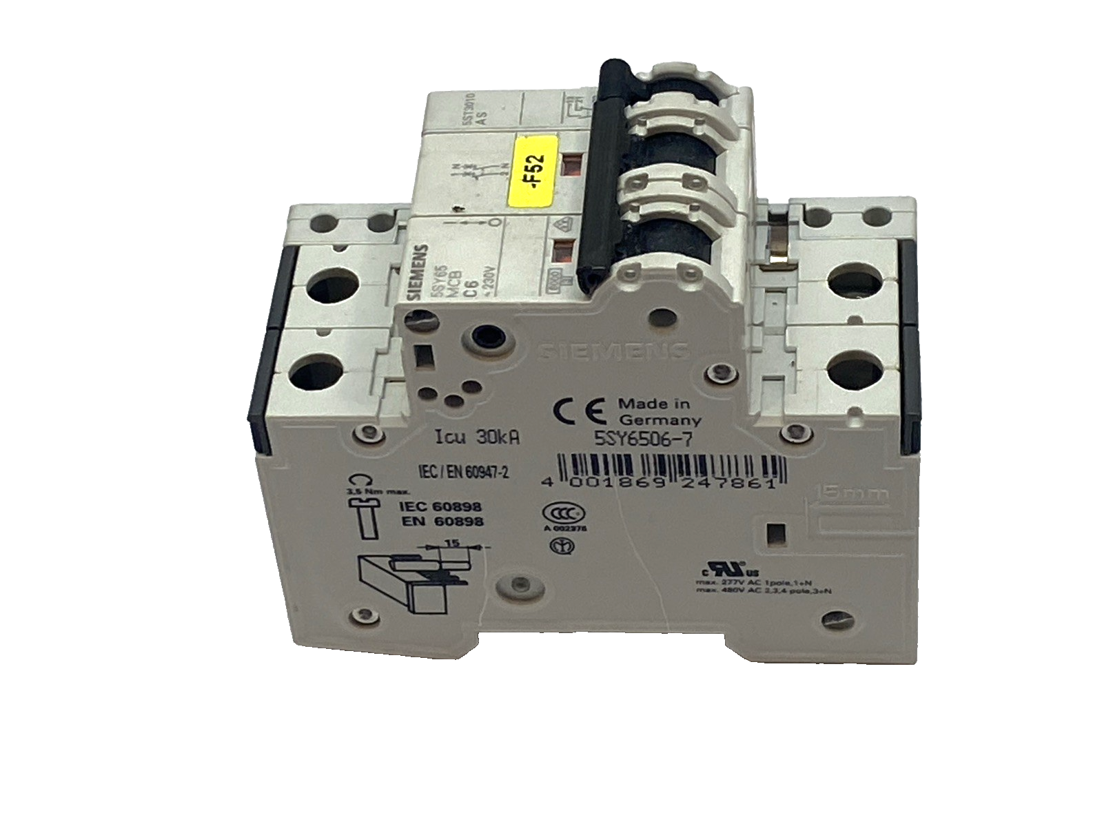 Siemens 5SY6310-7 Mini Circuit Breaker 2P C6 230V w/ 5ST3010 Auxiliary Switch - Maverick Industrial Sales