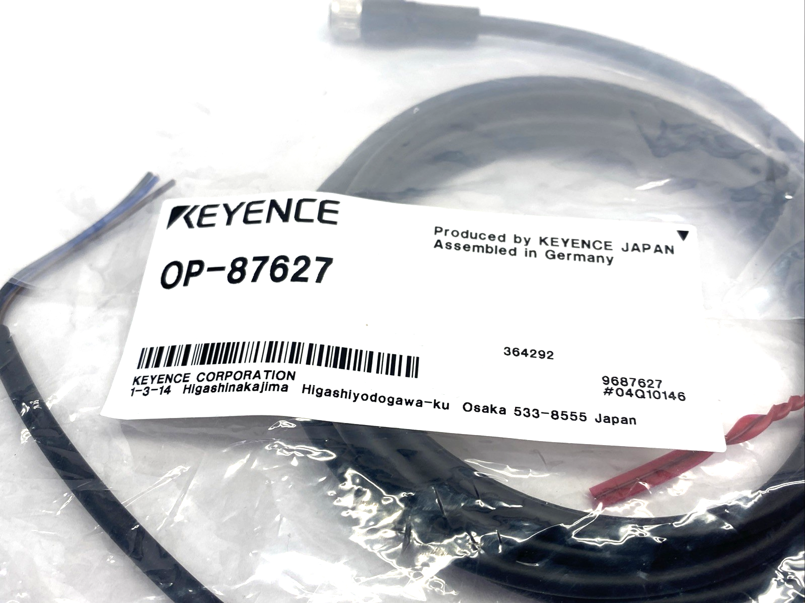 Keyence OP-87627 Connector Cable M8 3-Pin Female Straight 2m Standard - Maverick Industrial Sales