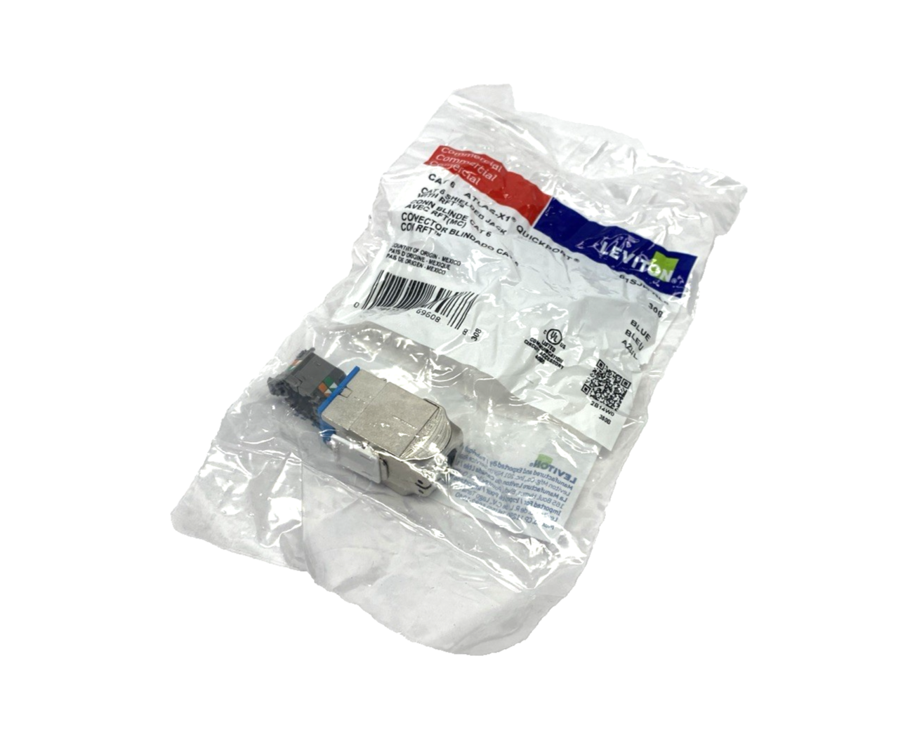 61SJK-RL6 | Leviton ATLAS-X1 Cat 6 Shielded QUICKPORT Jack, Blue - New - Maverick Industrial Sales