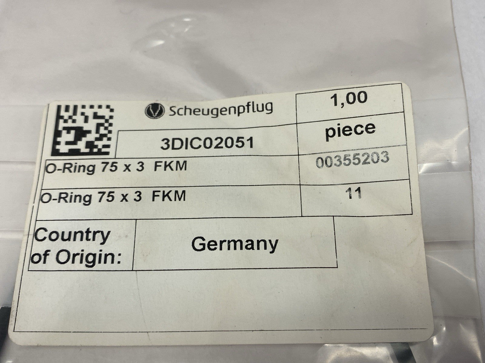 Scheugenpflug 3DIC02051 O-Ring 75mm X 3mm FKM LOT OF 11 - Maverick Industrial Sales