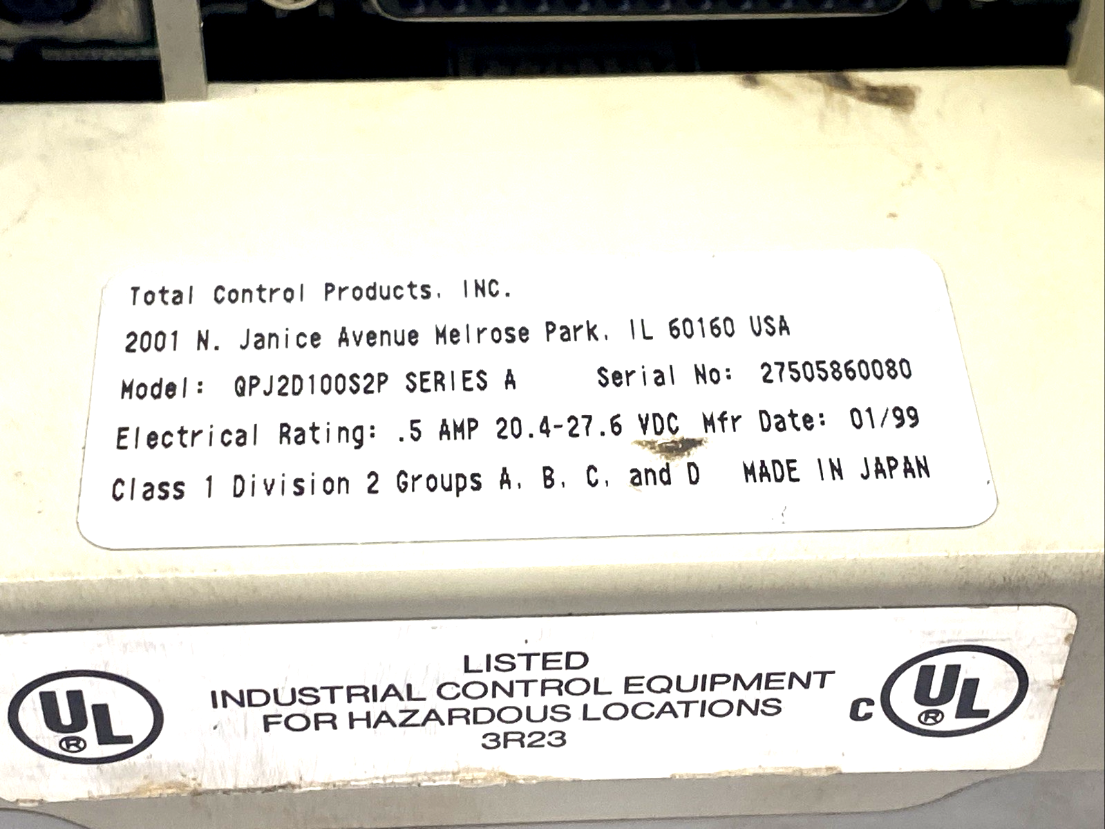 QPJ2D100S2P | Total Control Products Ser. A QUICKPANEL JR. 4.7" Operator Interface - Used - Maverick Industrial Sales