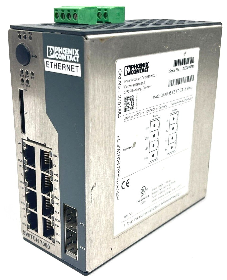 Phoenix Contact FL SWITCH 7006-2GC-EIP Industrial Ethernet Switch 2701554 - Maverick Industrial Sales