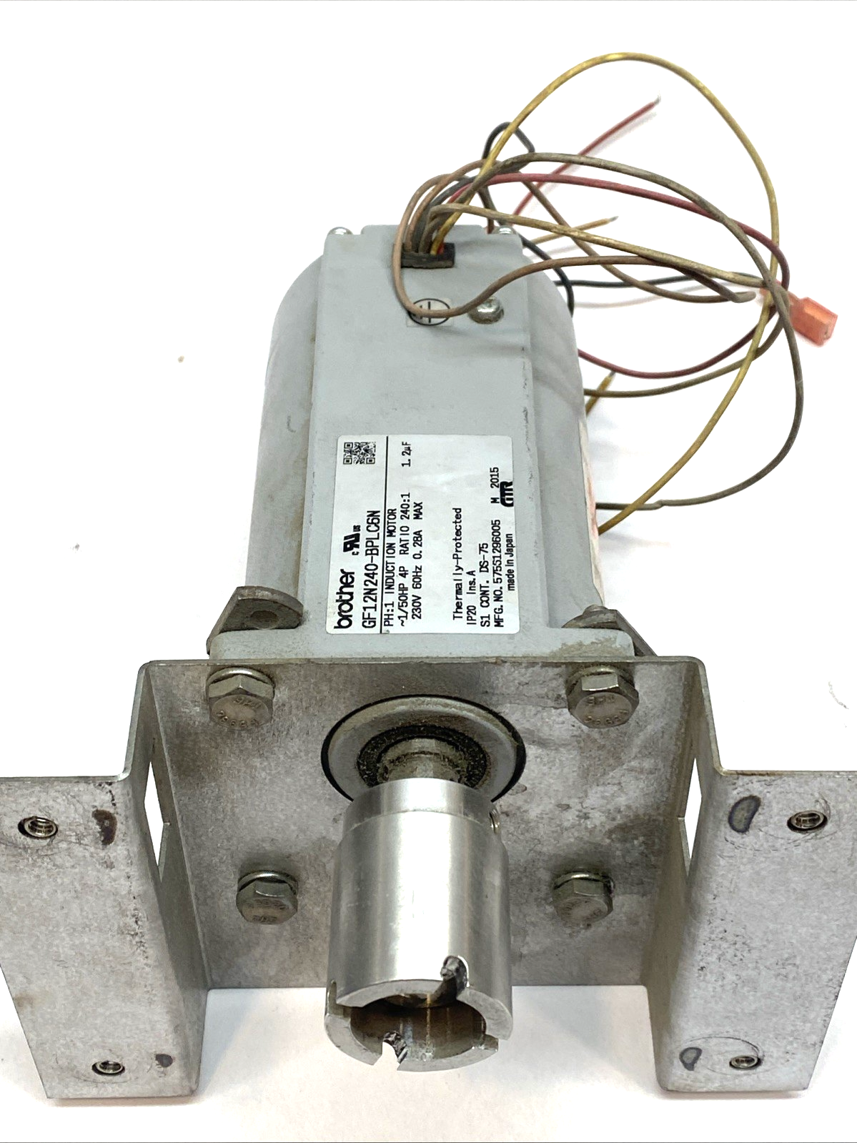 GF12N240-BPLC6N | Brother AC Gearmotor 1/50HP 240:1 132 in-lb 7 RPM - For parts or not working - Maverick Industrial Sales