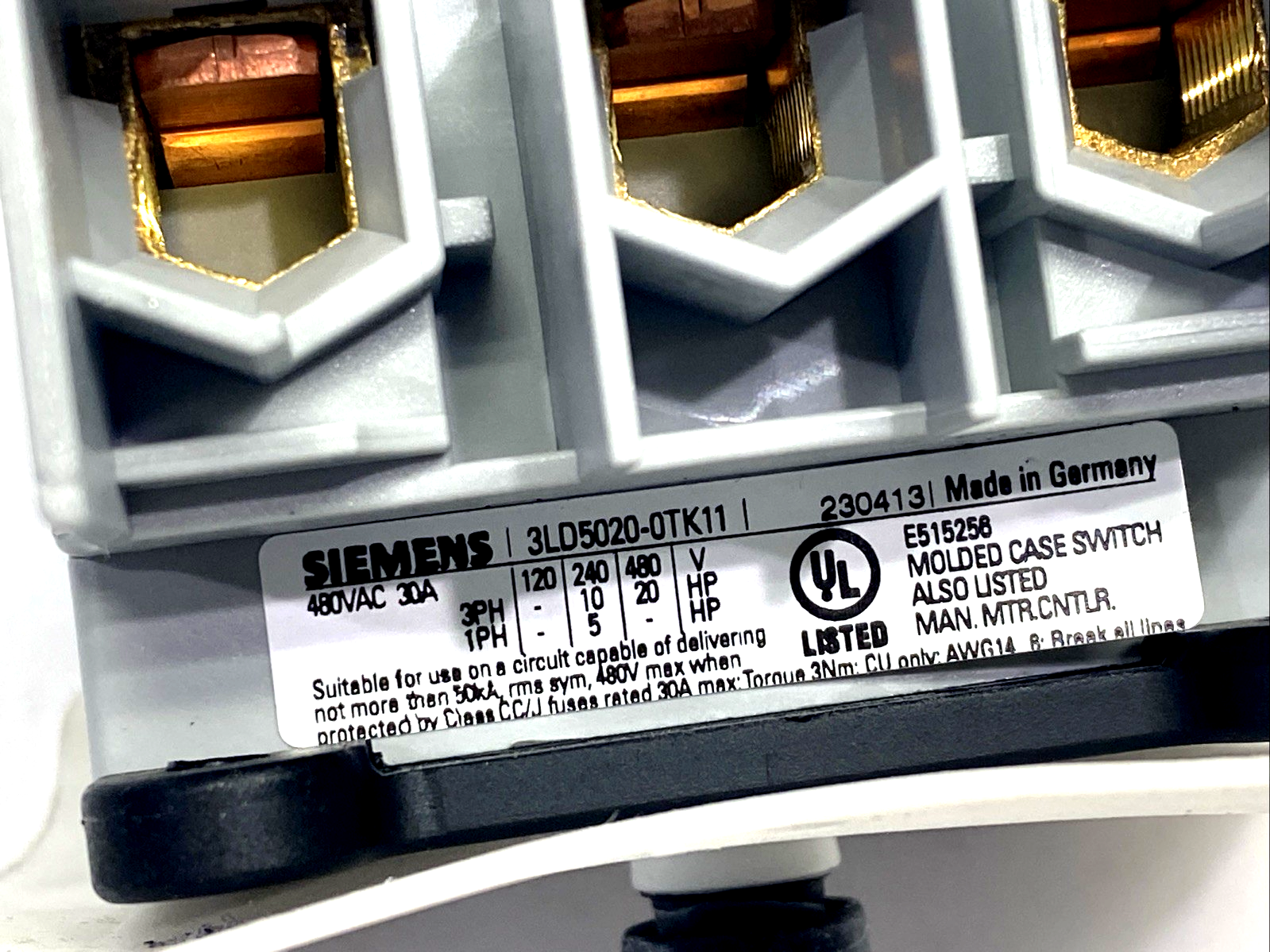 Siemens 3LD5020-0TK11 Switch Disconnector 3P 480VAC 3PH 32A - Maverick Industrial Sales
