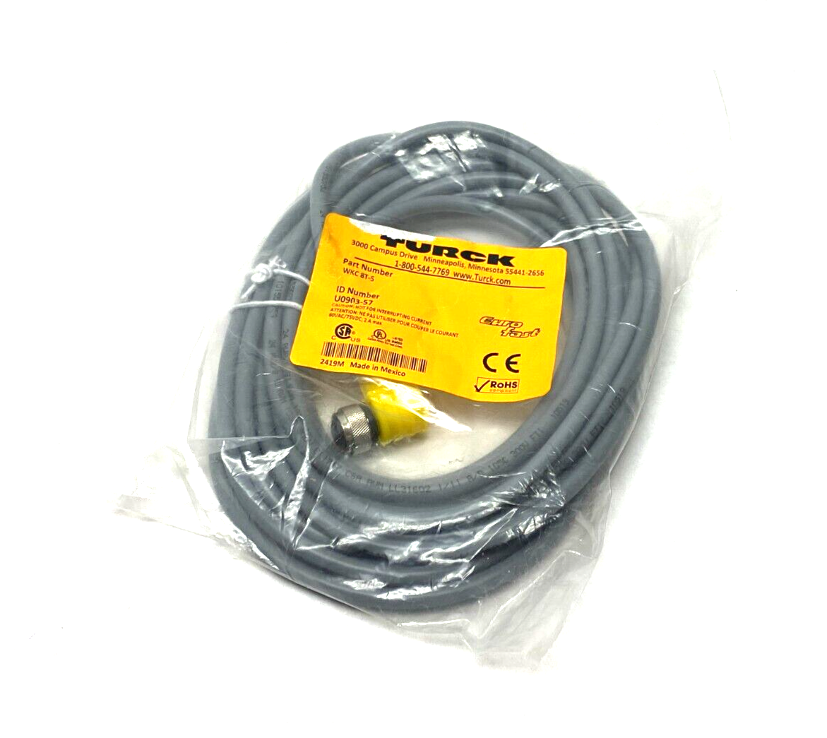 Turck WKC 8T-5 Eurofast Single Ended Rt Angle Cordset M12 8-Pin U0903-57 - Maverick Industrial Sales