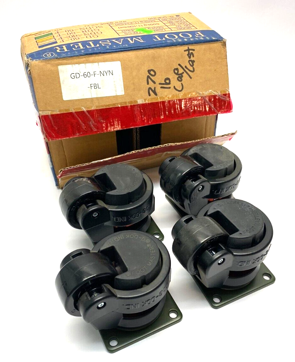 Foot Master GD-60-F-NYN-FBL Mounted Swivel Leveling Caster 50mm BOX OF 4 - Maverick Industrial Sales