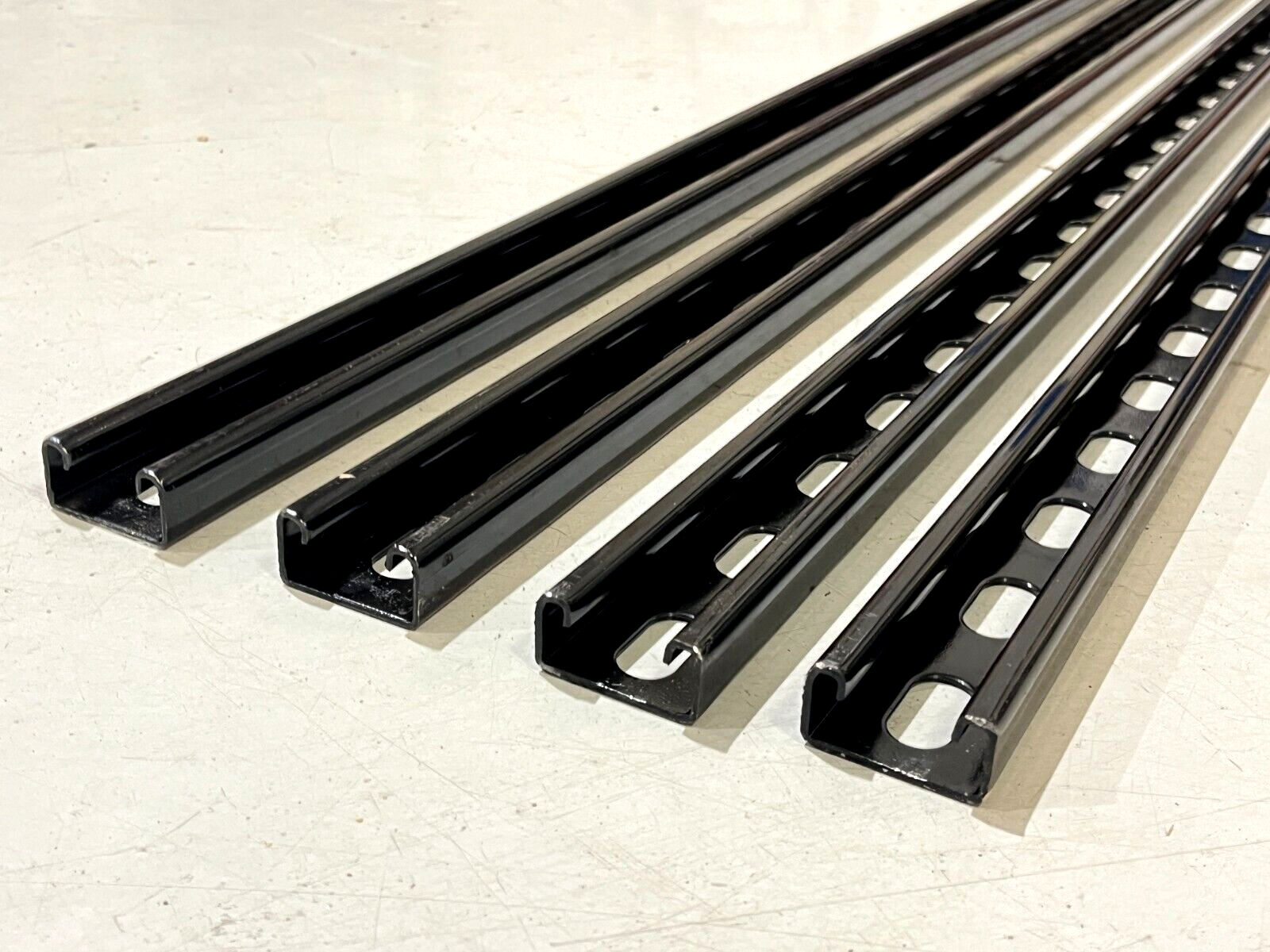 3310T791 Strut Channel Low-Profile Slotted Black STL 4ft Long LOT OF 4 - Maverick Industrial Sales