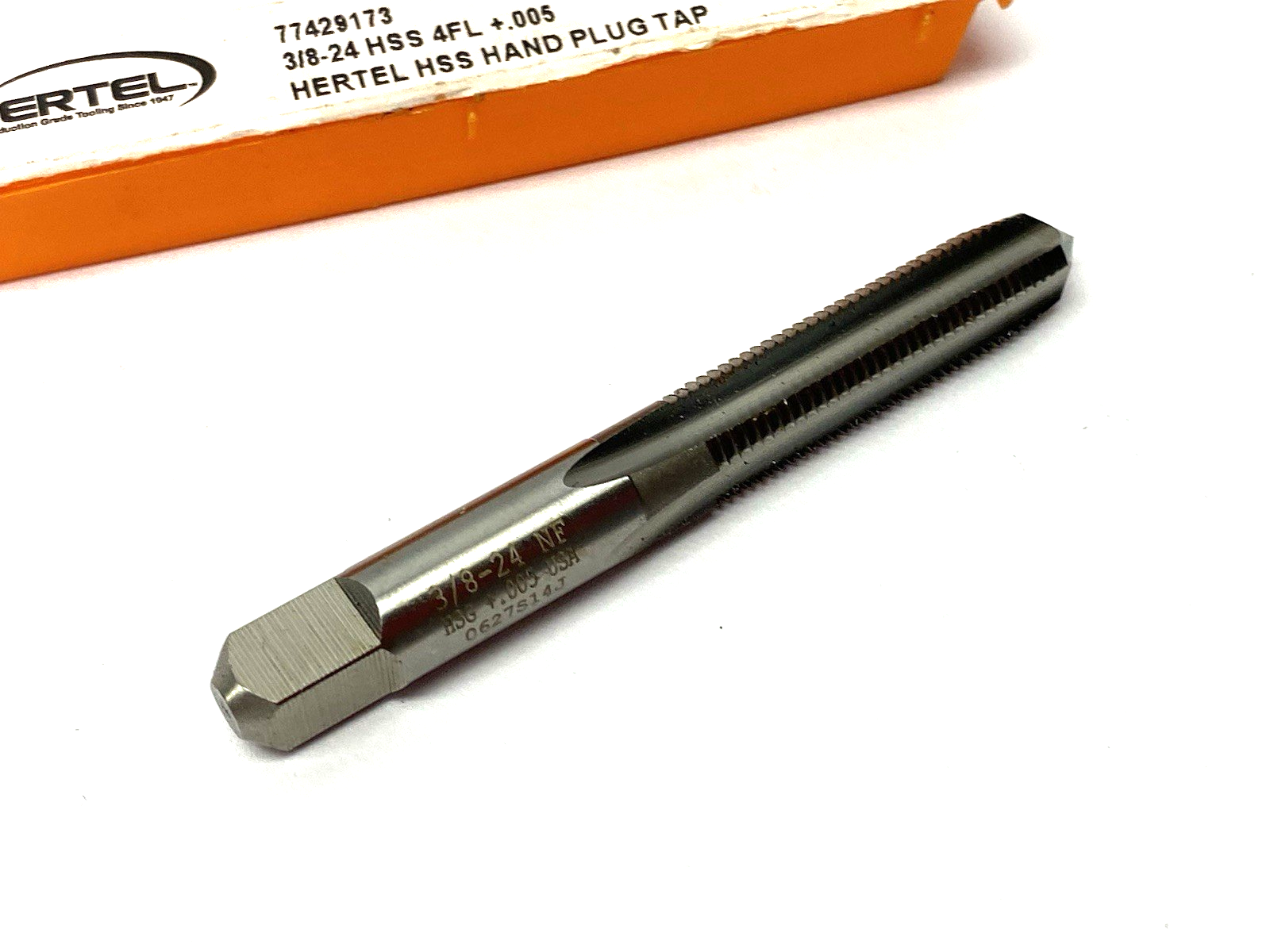 77429173 | Hertel Straight Flute Tap: 3/8-24 UNF, 4 Flute, Plug Chamfer, High-Spee - New – Open box - Maverick Industrial Sales