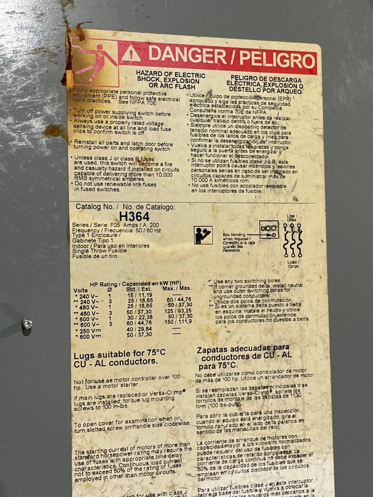Square D H364 Series F05 Heavy Duty Safety Switch, 200A, 600V, Power Disconnect - Maverick Industrial Sales