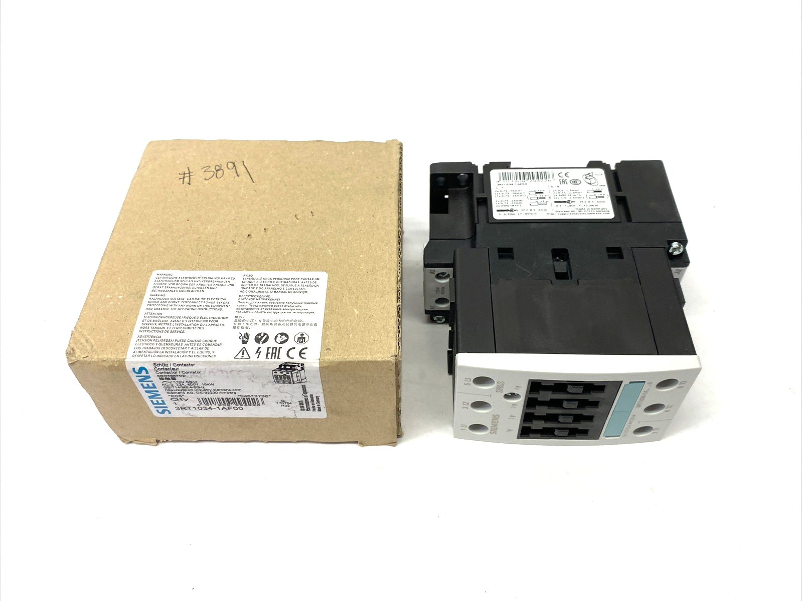Siemens 3RT1034-1AF00 SIRIUS Power Contactor AC-3 15 KW/400V AC - Maverick Industrial Sales