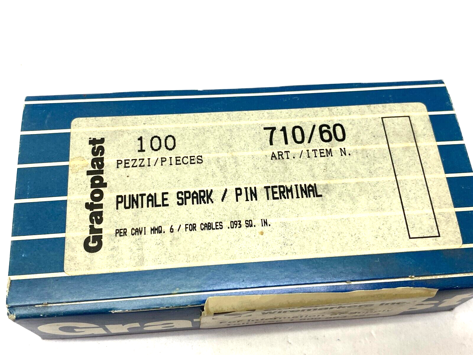 Grafoplast 710/60 12mm Spark Crimp-On Pins for Cable O.D. 6mm BOX OF 100 - Maverick Industrial Sales