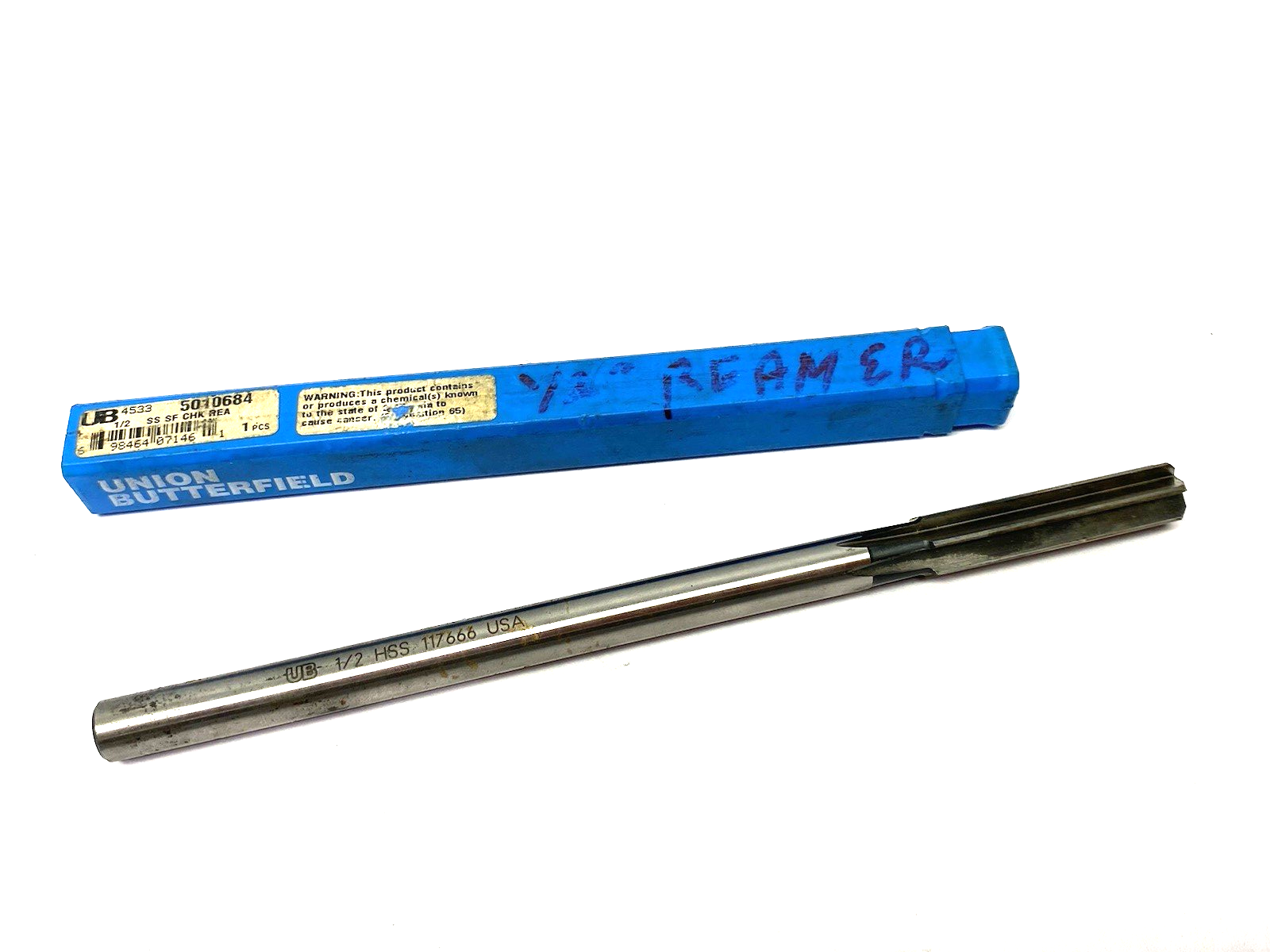 Union Butterfield 5010684 Bright Coated High Speed Steel Chucking Reamer, 1/2" D - Maverick Industrial Sales