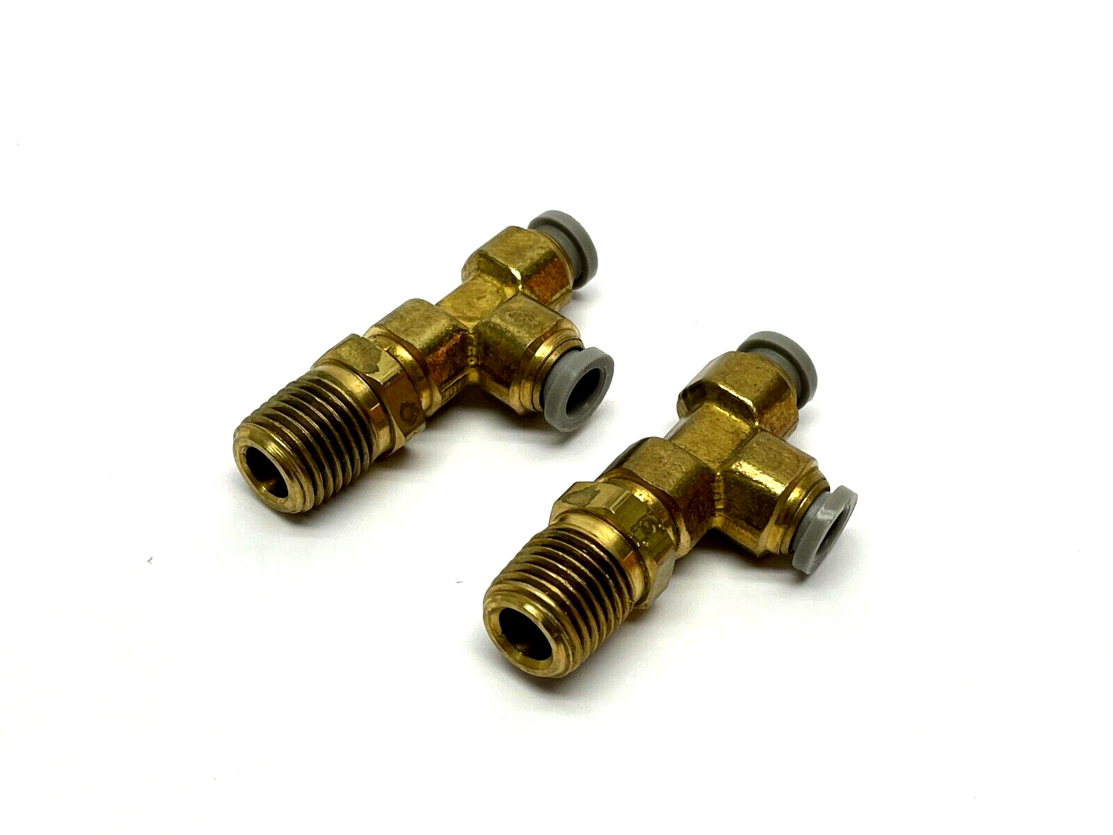 Parker One Touch Brass Tee Fitting 1/4" Tube OD 1/4" Male MPT LOT OF 2 - Maverick Industrial Sales