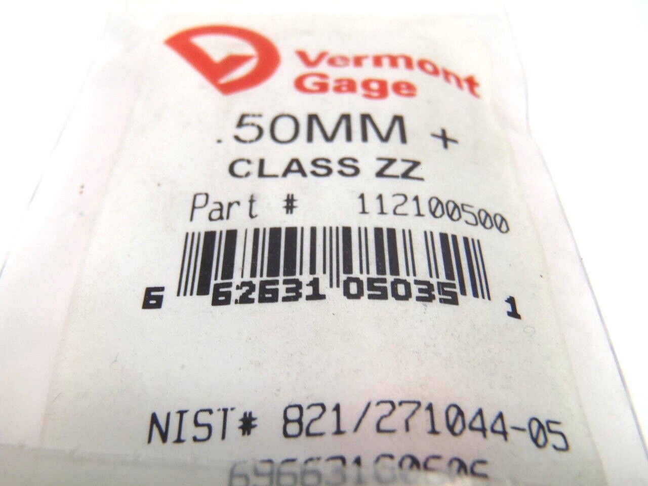Vermont Gage 112100500 .50MM Class ZZ Pin Gage Plus LOT OF 2 - Maverick Industrial Sales