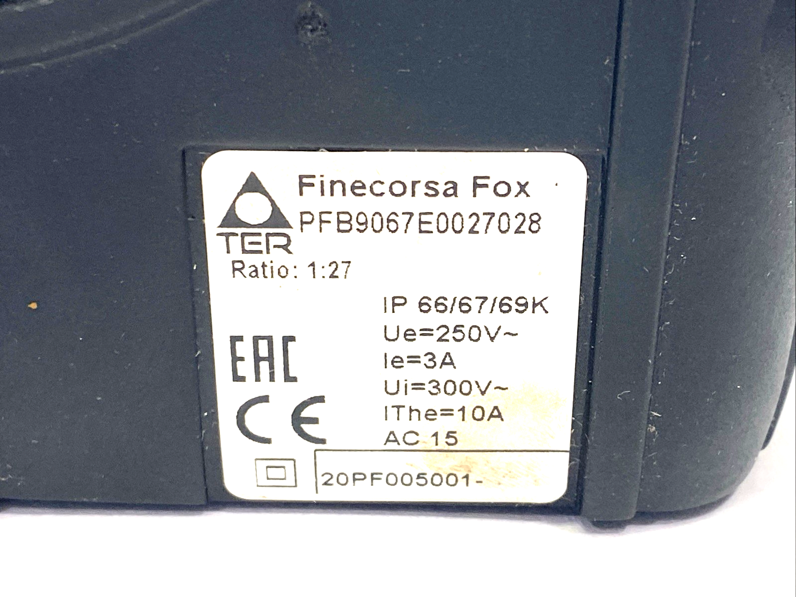 TER Finecorsa Fox PFB9067E0027028 Rotary Limit Switch 1:27 Ratio 20PF-005001 - Maverick Industrial Sales