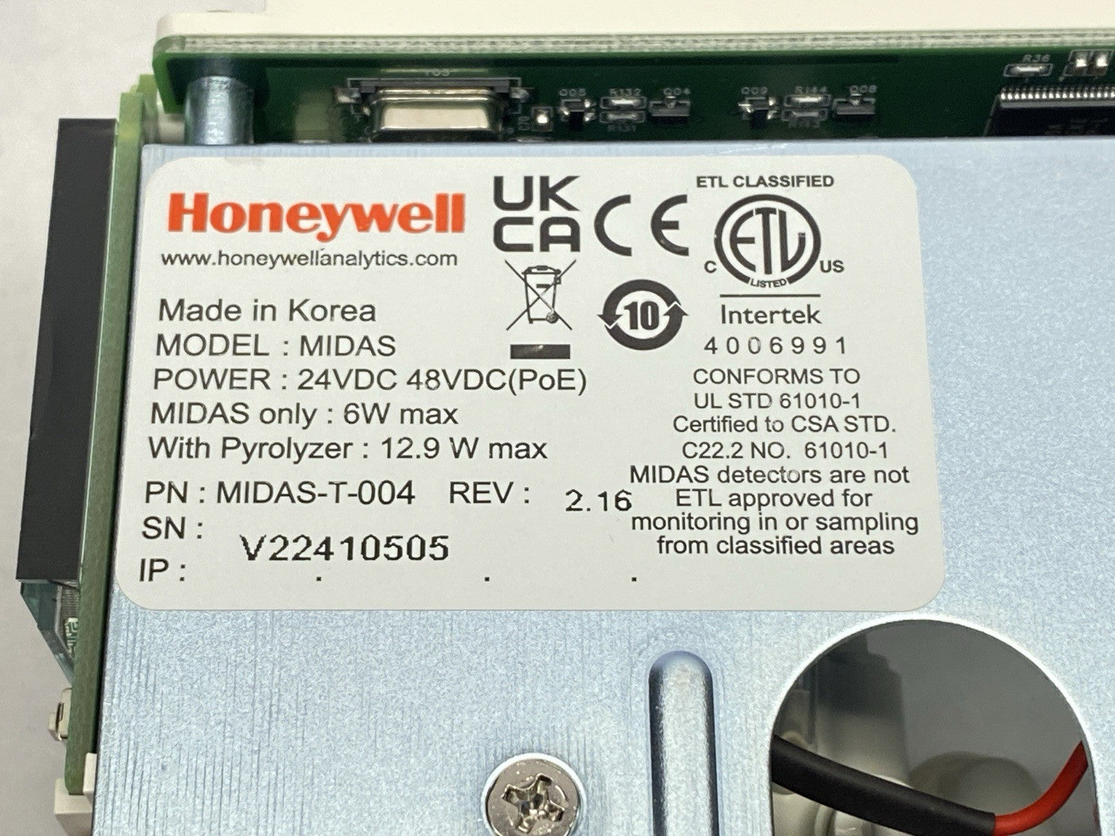 MIDAS-T-004 | Honeywell Midas Gas Detector w/ MIDAS-E-LEL Cartridge - Used - Maverick Industrial Sales
