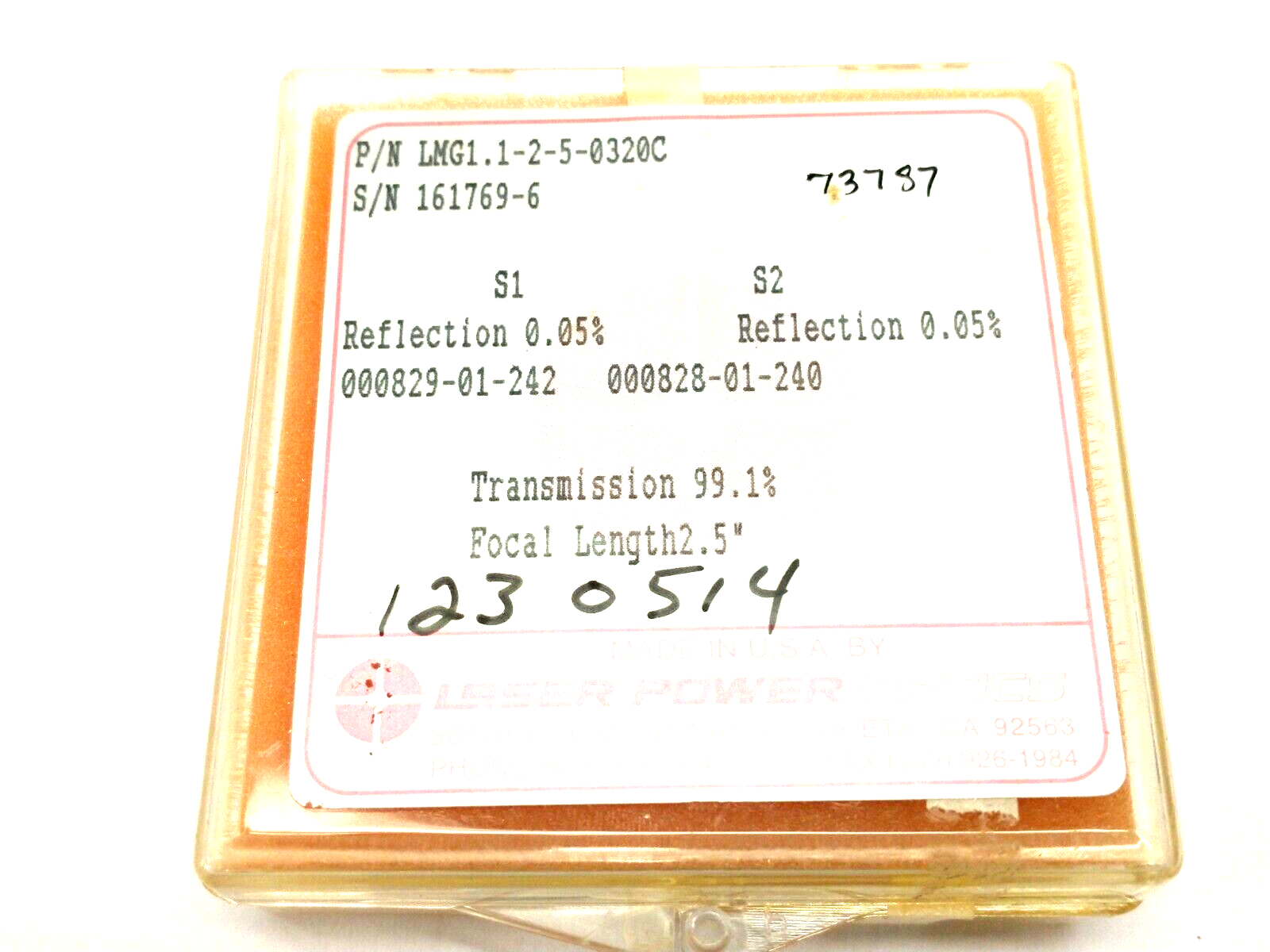 Laser Power Optics LMG1.1-2-5-0320C 99.1% Transmission 0.05% Reflection, Concave - Maverick Industrial Sales